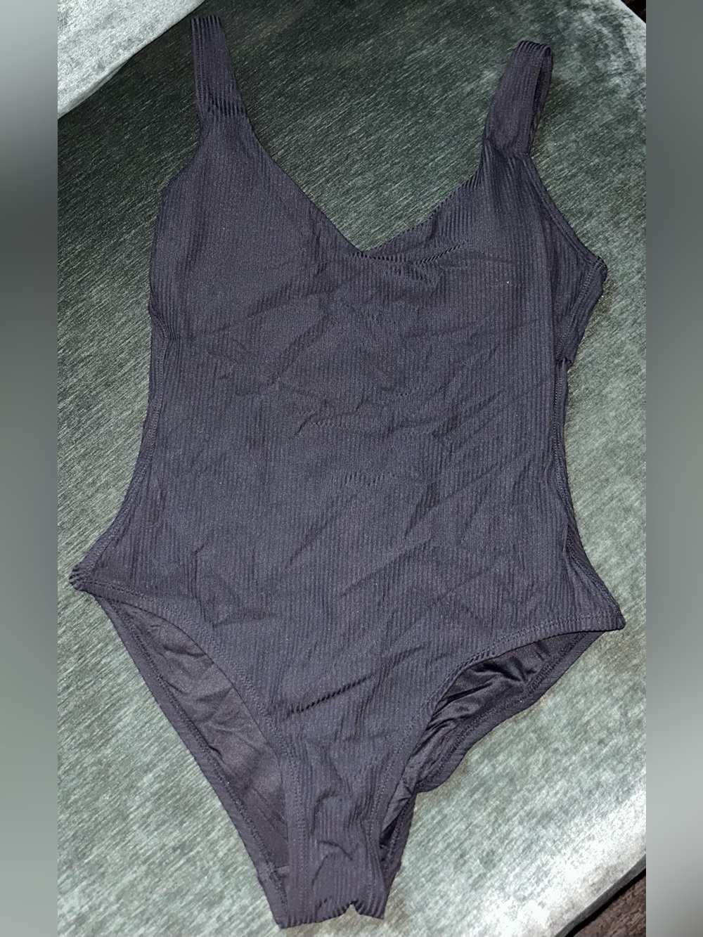 Andie Black Ribbed One-Piece Swimsuit